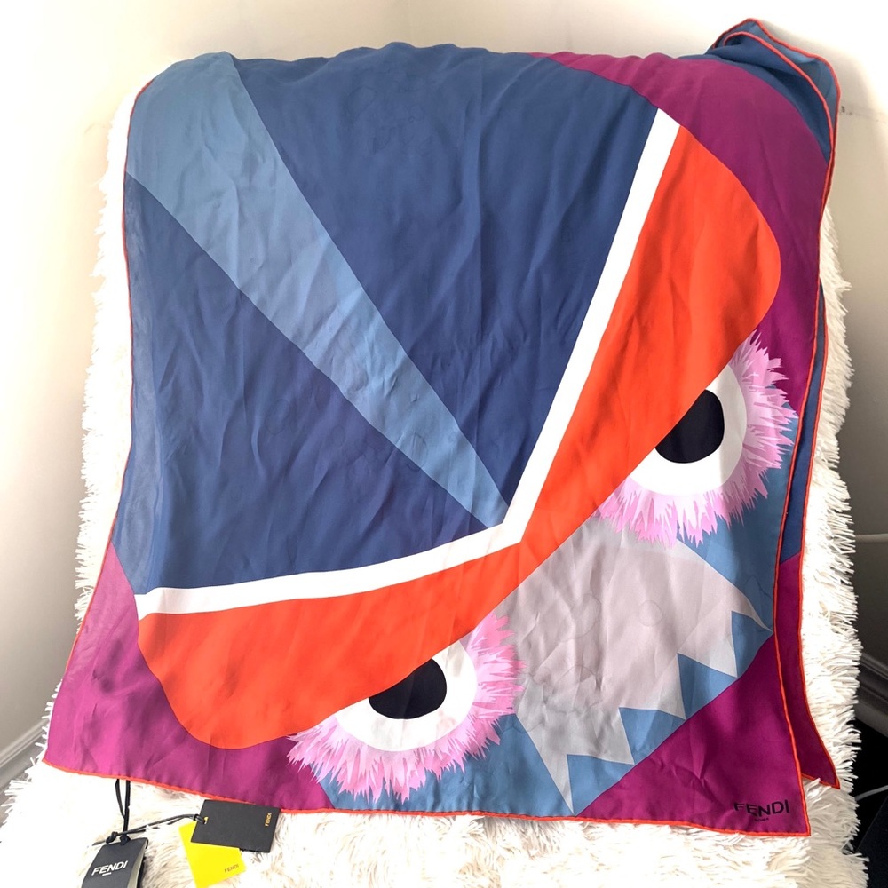 Authentic Fendi Monster silk scarf
